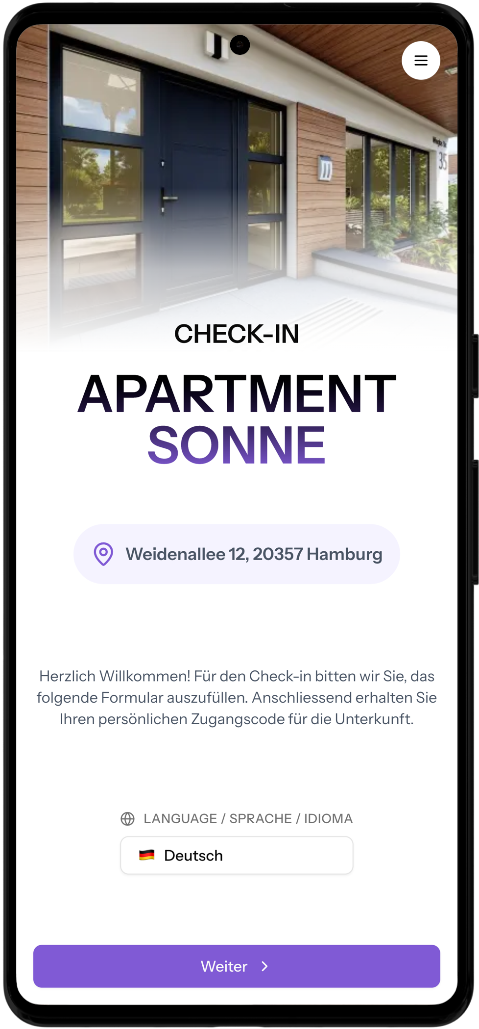 Checkin-Formular